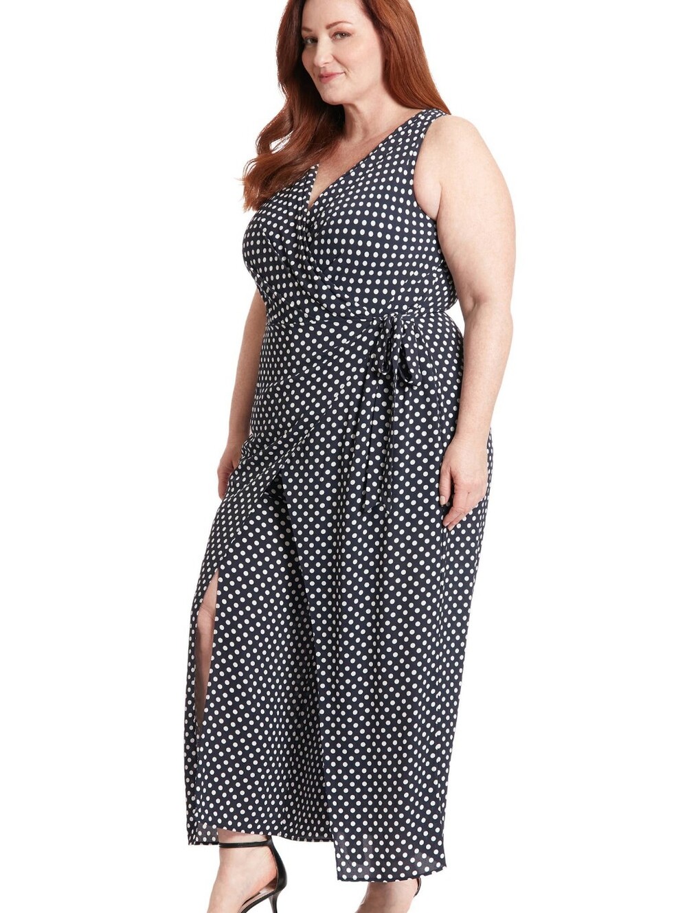 NWT "London Times" Poka Dot Walk Through Jumpsuit Woman's Size 20W